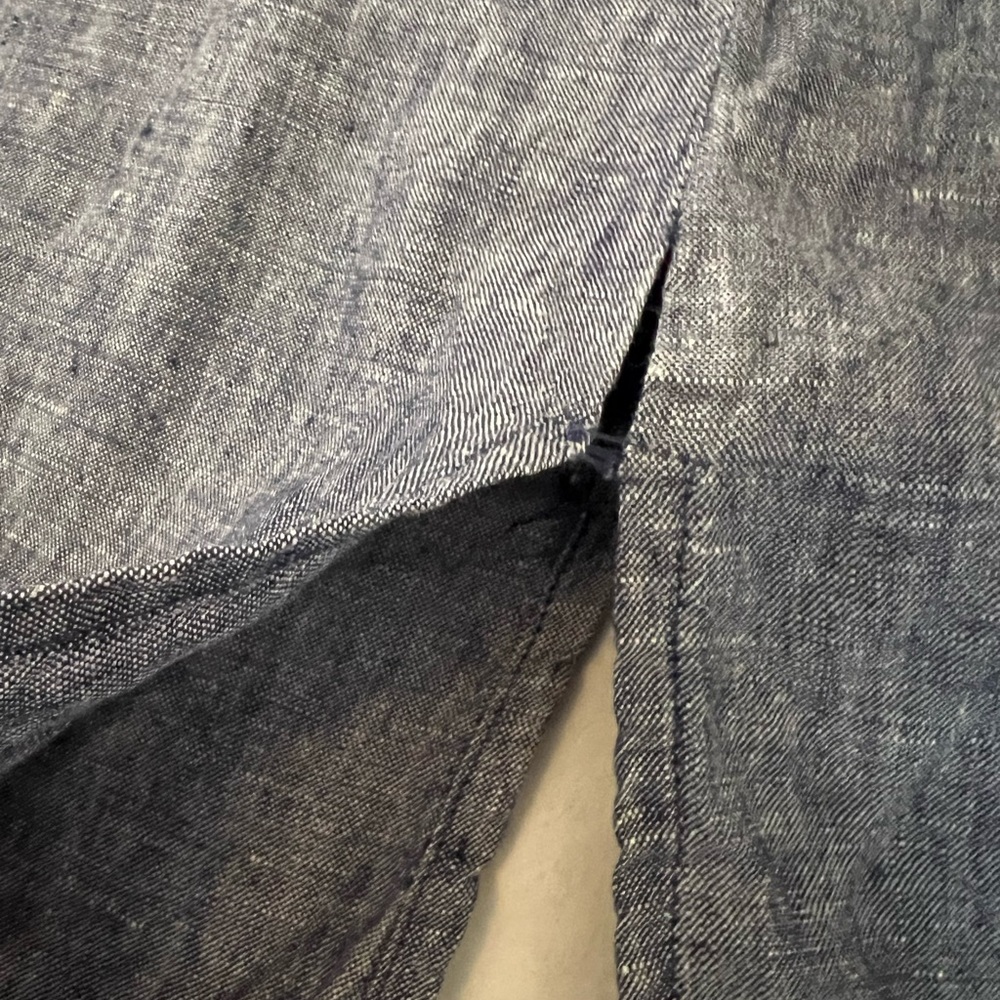 St Tropez Blue Linen A Line Dress with Denim Look in XS. Great Vacay Dress!! - Picture 5 of 12